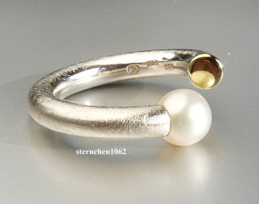 Preview: Handarbeit * Ring * 925 Silber * 585 Gold * Perle