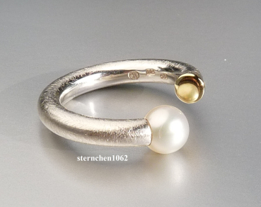 Preview: Handarbeit * Ring * 925 Silber * 585 Gold * Perle
