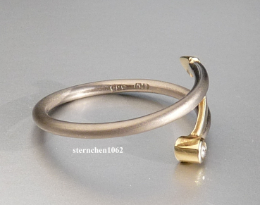 Preview: Außergewöhnlicher Ring * Handarbeit * 585 Weißgold * 585 Gelbgold * Brillant