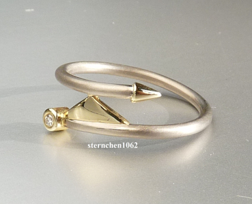 Preview: Außergewöhnlicher Ring * Handarbeit * 585 Weißgold * 585 Gelbgold * Brillant