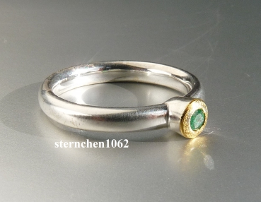 Preview: Einzelstück * Ring * 925 Silber * 24 ct Gold * Smaragd