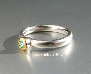 Preview: Einzelstück * Ring * 925 Silber * 24 ct Gold * Smaragd