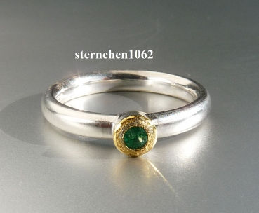 Preview: Einzelstück * Ring * 925 Silber * 24 ct Gold * Smaragd