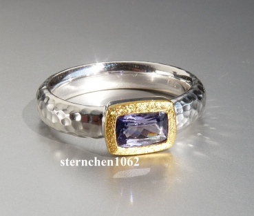 Einzelstück * Ring * 925 Silber * 24 ct Gold * Tansanit