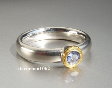Unique * Ring * 925 Silver * 24 ct Gold * Tanzanite