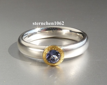 Unique * Ring * 925 Silver * 24 ct Gold * Tanzanite