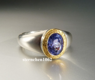 Einzelstück * Ring * 925 Silber * 24 ct Gold * Tansanit