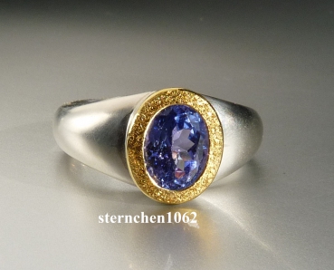 Preview: Einzelstück * Ring * 925 Silber * 24 ct Gold * Tansanit