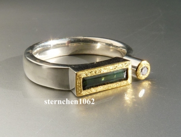 Einzelstück * Ring * 925 Silber * 24 ct Gold * Turmalin Brillant *