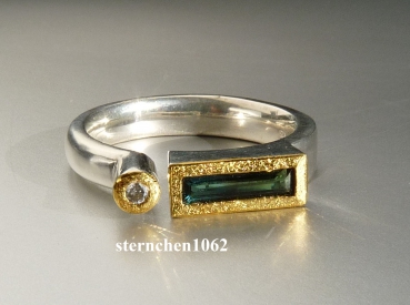 Preview: Einzelstück * Ring * 925 Silber * 24 ct Gold * Turmalin Brillant *