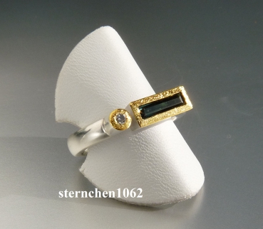 Preview: Einzelstück * Ring * 925 Silber * 24 ct Gold * Turmalin Brillant *