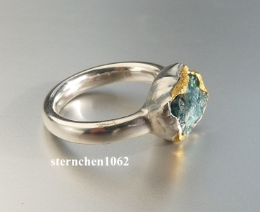 Preview: Einzelstück * ausgefallener Ring * 925 Silber * 24 ct Gold * Turmalin *