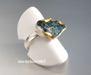 Einzelstück * ausgefallener Ring * 925 Silber * 24 ct Gold * Turmalin *