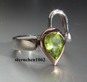 Preview: Einzelstück * Ring * 925 Silber * 585 Gold * Peridot *