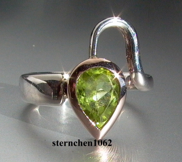 Einzelstück * Ring * 925 Silber * 585 Gold * Peridot *