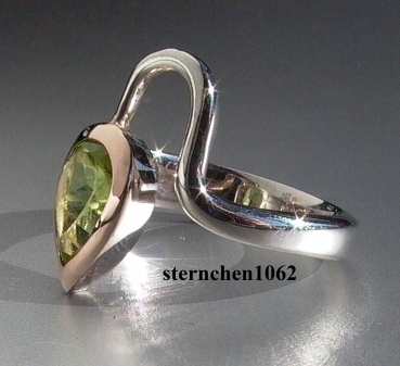 Preview: Einzelstück * Ring * 925 Silber * 585 Gold * Peridot *