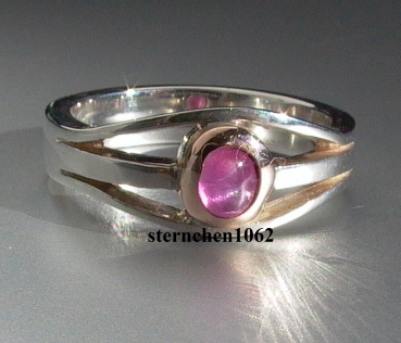 Unique * Ring * 925 Silver * 585 Gold * Ruby