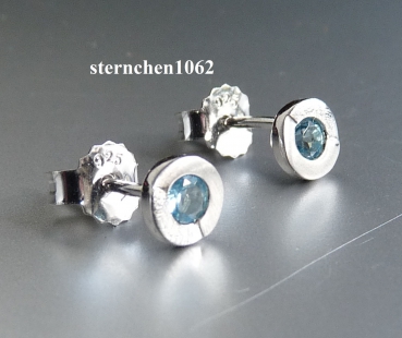 Preview: Ohrringe Ohrstecker * 925 Silber * Blauer Topas