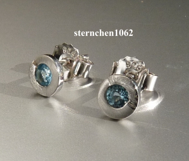 Preview: Ohrringe Ohrstecker * 925 Silber * Blauer Topas
