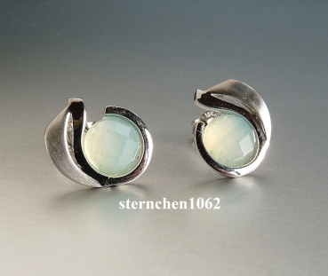 Earring * 925 Silver * rhodium plated * Chalcedony