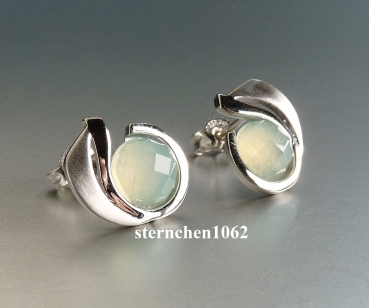 Preview: Ohrringe * Ohrstecker * 925 Silber * rhodiniert * Chalcedon