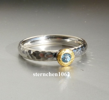 Einzelstück * Ring * 925 Silber * 24 ct Gold * Aquamarin