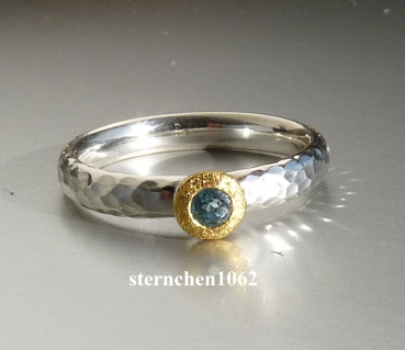 Preview: Einzelstück * Ring * 925 Silber * 24 ct Gold * Aquamarin