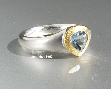 Preview: Einzelstück * Ring * 925 Silber * 24 ct Gold * Aquamarin