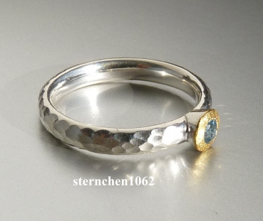 Preview: Einzelstück * Ring * 925 Silber * 24 ct Gold * Aquamarin