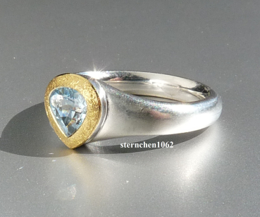 Preview: Einzelstück * Ring * 925 Silber * 24 ct Gold * Aquamarin