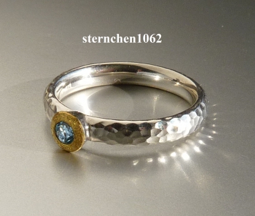 Preview: Einzelstück * Ring * 925 Silber * 24 ct Gold * Aquamarin