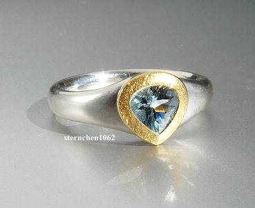 Preview: Einzelstück * Ring * 925 Silber * 24 ct Gold * Aquamarin