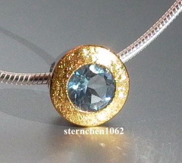 Necklace with Aquamarine pendant * 925 Silver * 24 ct gold *