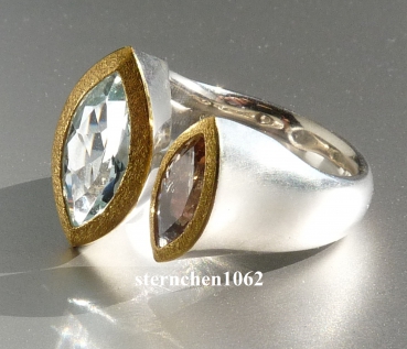 Preview: Einzelstück * Ring * 925 Silber * 24 ct Gold * Aquamarin * Morganit