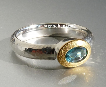 Einzelstück * Ring * 925 Silber * 24 ct Gold * Indigolith