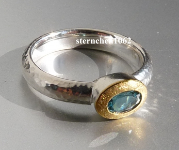 Preview: Einzelstück * Ring * 925 Silber * 24 ct Gold * Indigolith