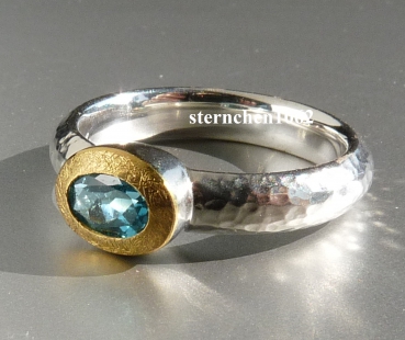 Preview: Einzelstück * Ring * 925 Silber * 24 ct Gold * Indigolith
