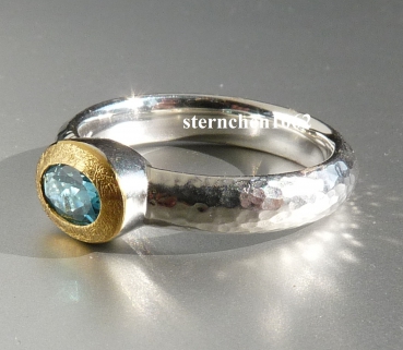 Preview: Einzelstück * Ring * 925 Silber * 24 ct Gold * Indigolith