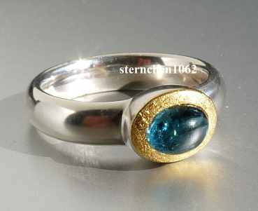 Einzelstück * Ring * 925 Silber * 24 ct Gold * Indigolith