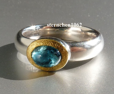 Preview: Einzelstück * Ring * 925 Silber * 24 ct Gold * Indigolith