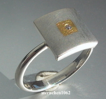 Unique * Ring * 925 Silver * Gold * Brillant