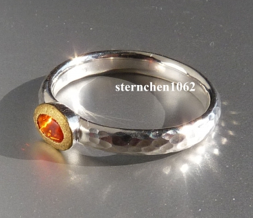 Unique * Ring * 925 Silver * 24 ct Gold * Fire Opal