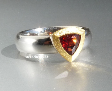 Einzelstück * Ring * 925 Silber * 24 ct Gold * Granat