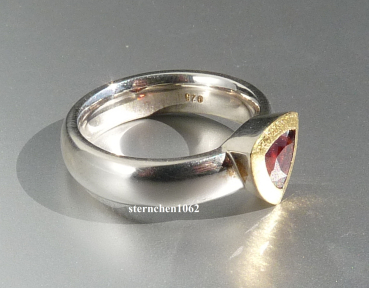 Preview: Einzelstück * Ring * 925 Silber * 24 ct Gold * Granat