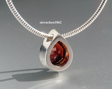 Preview: Einzelstück * Halskette mit Granat Anänger * 925 Silber * 24 ct Gold