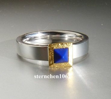 Unique * Ring * 925 Silver * 24 ct Gold * Lapis