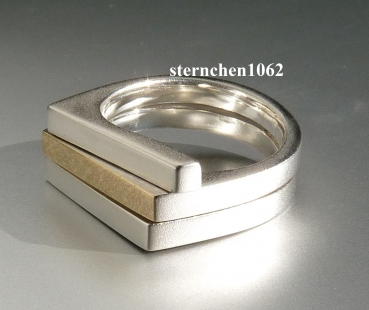 Preview: Einzelstück * Ring * 925 Silber * 750 Gold * Matt * Gebürstet