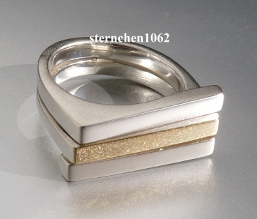 Preview: Einzelstück * Ring * 925 Silber * 750 Gold * Matt * Gebürstet