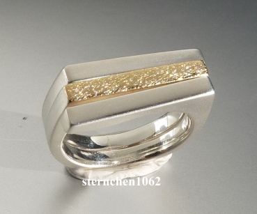 Unique * Ring * 925 Silver * 750 Gold * matt * brushed