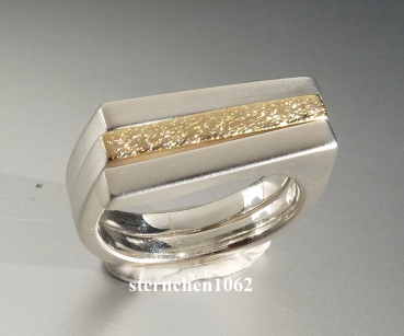 Einzelstück * Ring * 925 Silber * 750 Gold * Matt * Gebürstet
